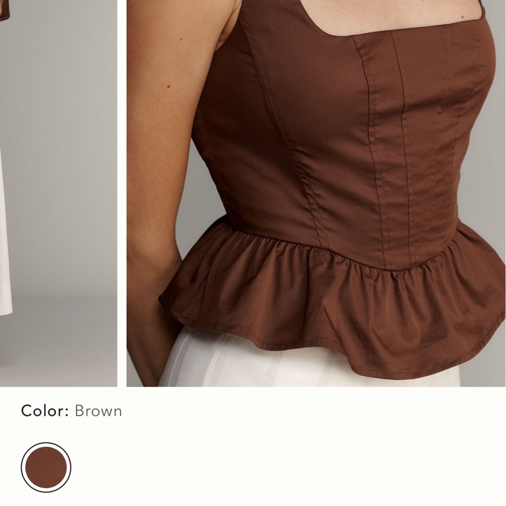 Brown Peplum Women Top